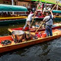 MEX CDMX Xochimilco 2019MAR29 Trajineras 012  As there are absolutely no motor propulsion allowed, the colourfully decorated vessels are powered with a long wooden pole, not dissimilar to a punt. Goods and services like food, drink, souvenirs and   Mariachi   bands literally come to you on their own trajinera. : - DATE, - PLACES, - TRIPS, 10's, 2019, 2019 - Taco's & Toucan's, Americas, Central, Day, Friday, March, Mexico, Mexico City, Month, North America, Trajineras, Xochimilco, Year